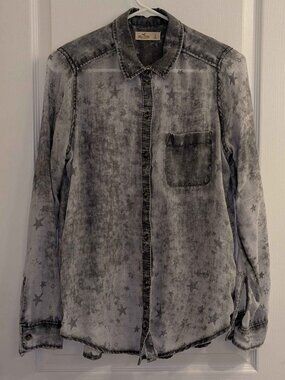 Hollister distressed star button-down shirt